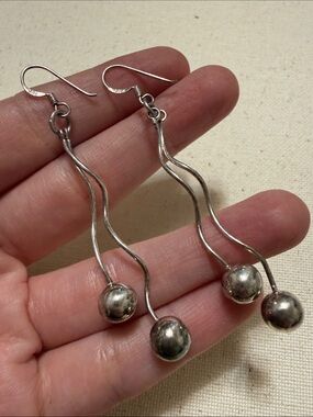 Sterling Silver 925 Dangle Ball Earrings